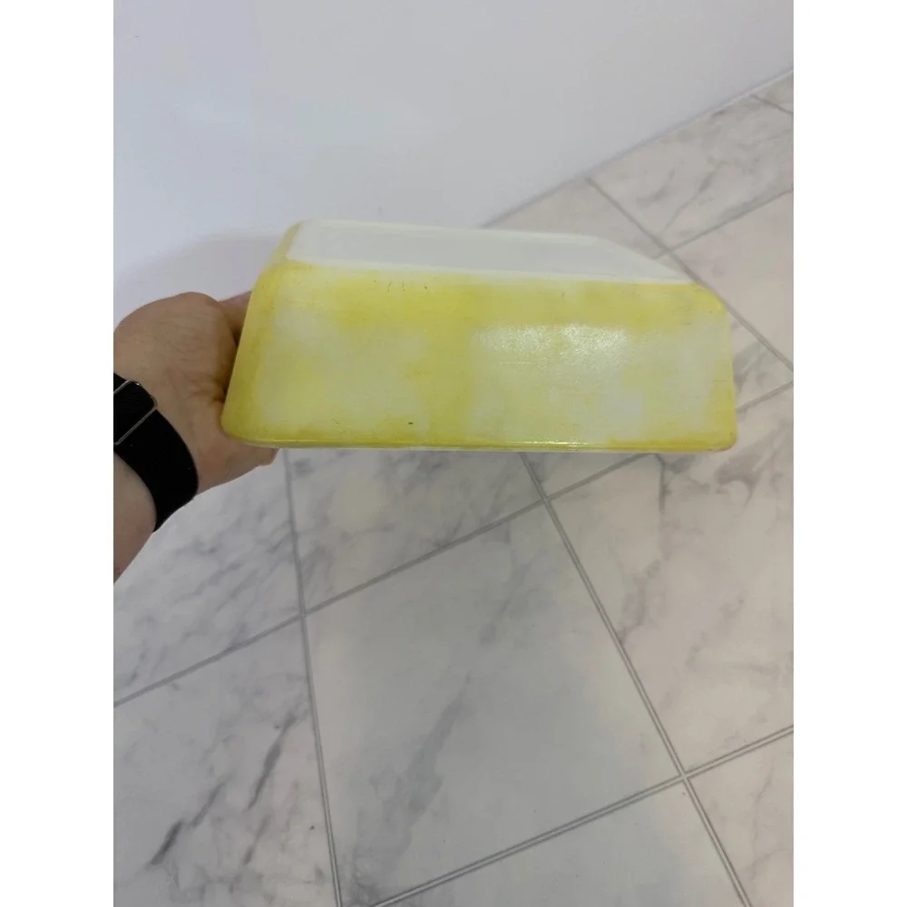 Vintage Pyrex 503 Yellow Refrigerator Dish Rectangular Opal Glass Baker 1.5 Qt